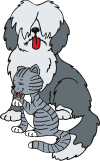 Cartoon image of a dog and cat